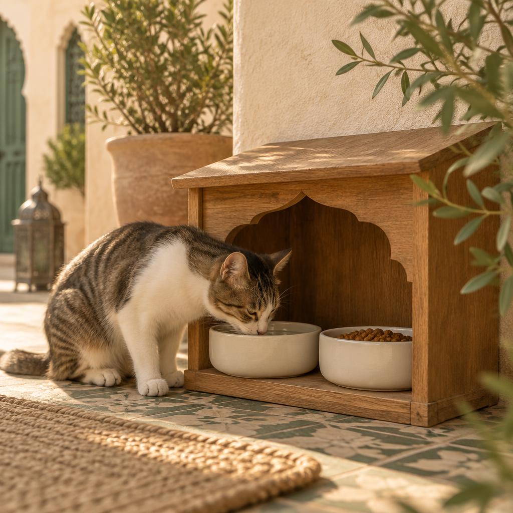 Un chat de quartier utilisant la station